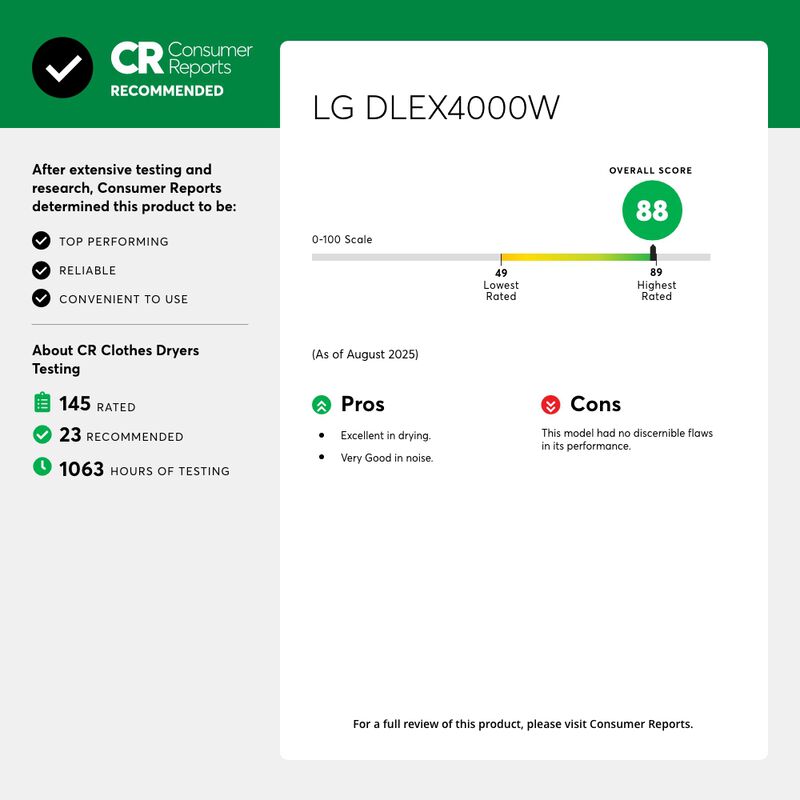 LG 27 in. 7.4 cu. ft. Smart Stackable Round-Door Electric Dryer with Built-In Intelligence, Sensor Dry, Turbo Steam, Sanitize & Steam Cycle - White, White, hires