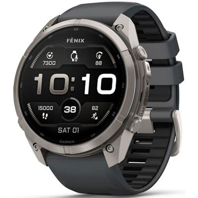 Garmin fenix 9 Pro 51 mm, AMOLED Smart Watch - Titanium with Graphite/Black Silicone Band | 010-04337-25