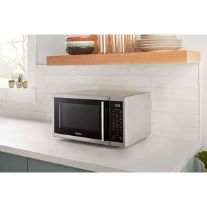 Whirlpool 19 in. 0.9 cu.ft Countertop Microwave with 10 Power Levels - Stainless Steel, , hires