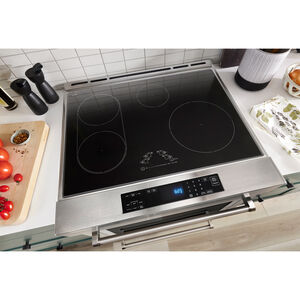 KitchenAid 30 in. 6.4 cu. ft. Air Fry True European Convection Steam Slide-In Electric Range with 4 Induction Burners - Stainless Steel, , hires