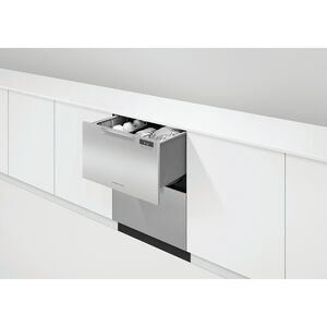 Fisher & Paykel Series 7 24 in. Smart Double Drawer with Front Control, 43 dBa Sound Level & Pocket - Stainless Steel, , hires