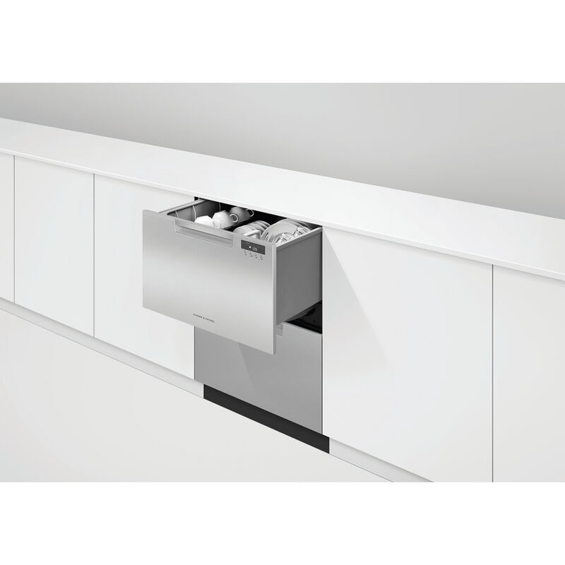 Fisher & Paykel Series 7 24 in. Smart Double Drawer with Front Control, 43 dBa Sound Level & Pocket - Stainless Steel, , hires