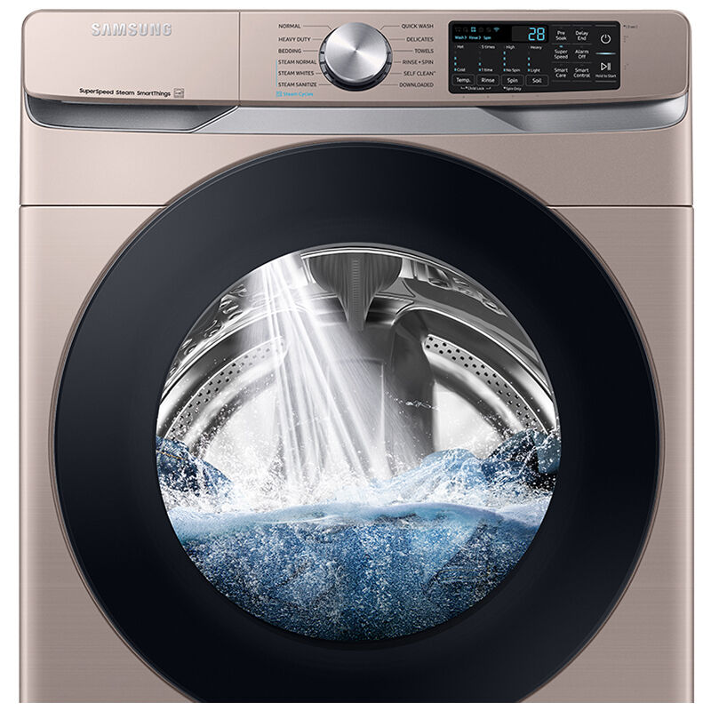Samsung 27 in. 4.5 cu. ft. Smart Stackable Front Load Washer with Super  Speed Wash, Sanitize & Steam Wash Cycle - Champagne