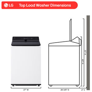 LG 27 in. 5.3 cu. ft. Smart Top Load Washer with Agitator, TurboWash3D Technology & AI Sensing - Alpine White, Alpine White, hires