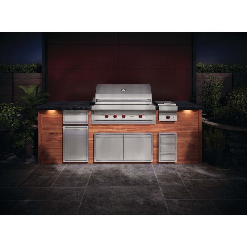 Wolf 42 in. 3-Burner Built-In Natural Gas Grill with Rotisserie, Sear Burner & Smoker Box - Stainless Steel, , hires