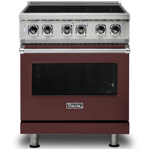 Viking 5 Series 30 in. 4.7 cu. ft. Convection Oven Freestanding Electric Range with 4 Smoothtop Burners - Red, , hires