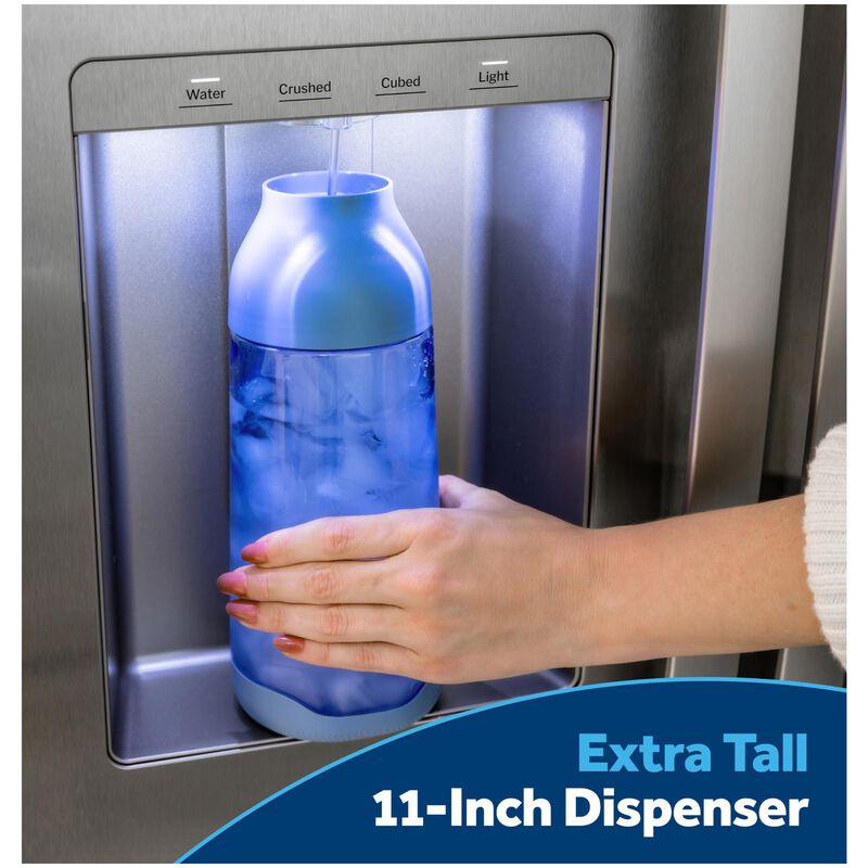GE 36 in. 23.6 cu. ft. Counter Depth Side-by-Side Refrigerator with Ice & Water Dispenser - Fingerprint Resistant Stainless Steel, Fingerprint Resistant Stainless, hires