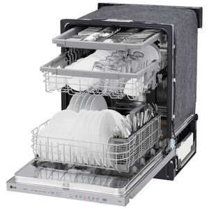 LG 24 in. Top Control Smart Dishwasher with 46 dBa Sound Level, 3rd-Rack, Dynamic Heat Dry & Pocket - PrintProof Stainless Steel, PrintProof Stainless Steel, hires