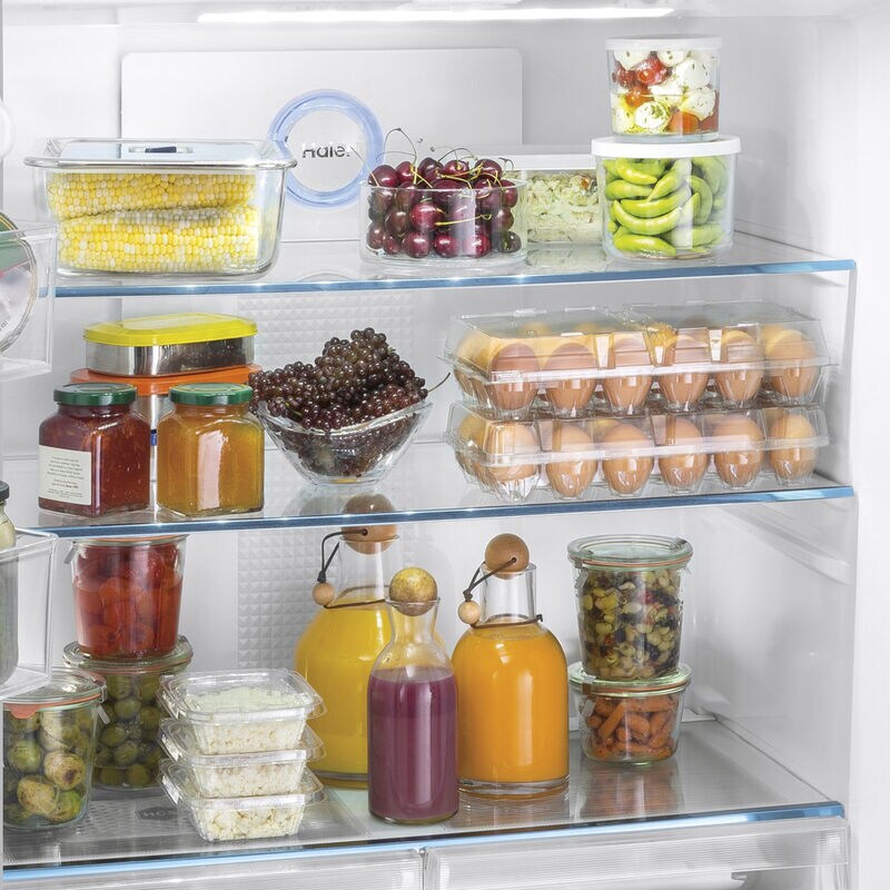 Haier 33 in. 16.8 cu. ft. Counter Depth 4-Door French Door Refrigerator - Stainless Steel, , hires
