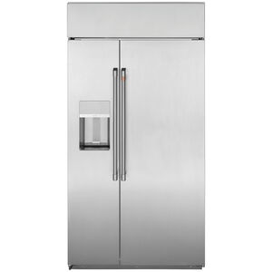 Cafe 48 in. 28.7 cu. ft. Built-In Counter Depth Side-by-Side Refrigerator with Ice & Water Dispenser - Stainless Steel, , hires