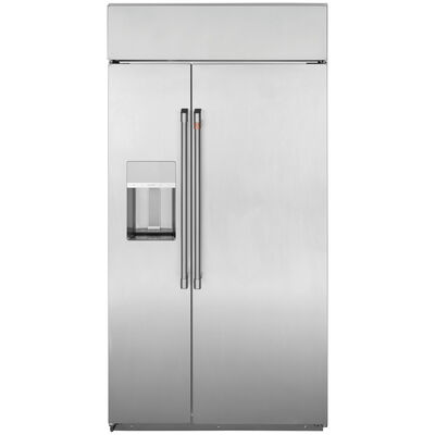Cafe 48 in. 28.7 cu. ft. Built-In Counter Depth Side-by-Side Refrigerator with Ice & Water Dispenser - Stainless Steel | CSB48YP2NS1