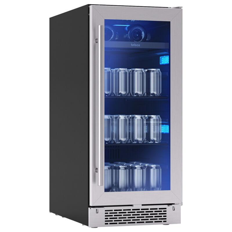 Zephyr 15 in. Built-in/Freestanding 4.0 cu. ft. Compact Beverage Center with Pull-Out Shelves & Digital Control - Stainless Steel, , hires