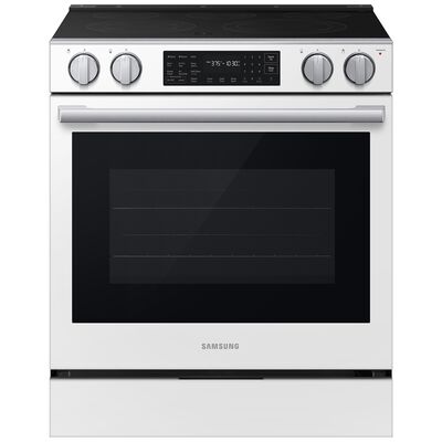Samsung Bespoke 30 in. 6.3 cu. ft. Smart Air-Fry True European Convection Slide-In Range with Radiant Burners - White Glass | NSE80H63SW