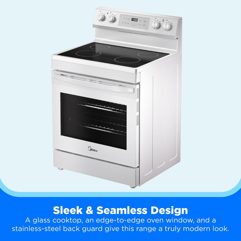 Midea 30 in. 6.3 cu. ft. Electric Range with Radiant Burners - White, White, hires