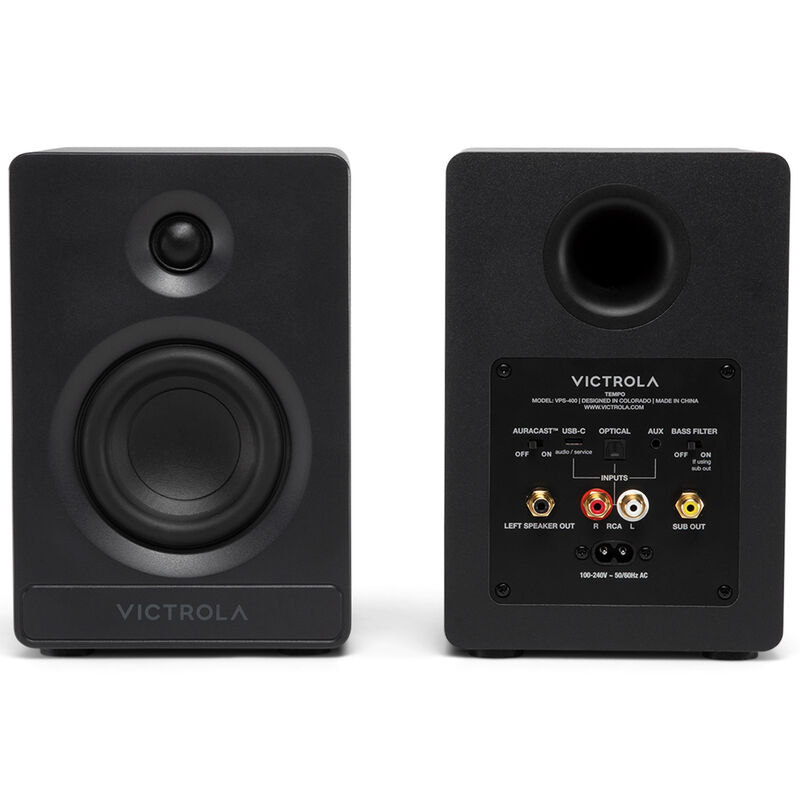 Victrola Tempo Bluetooth Bookshelf Speakers - Black, , hires
