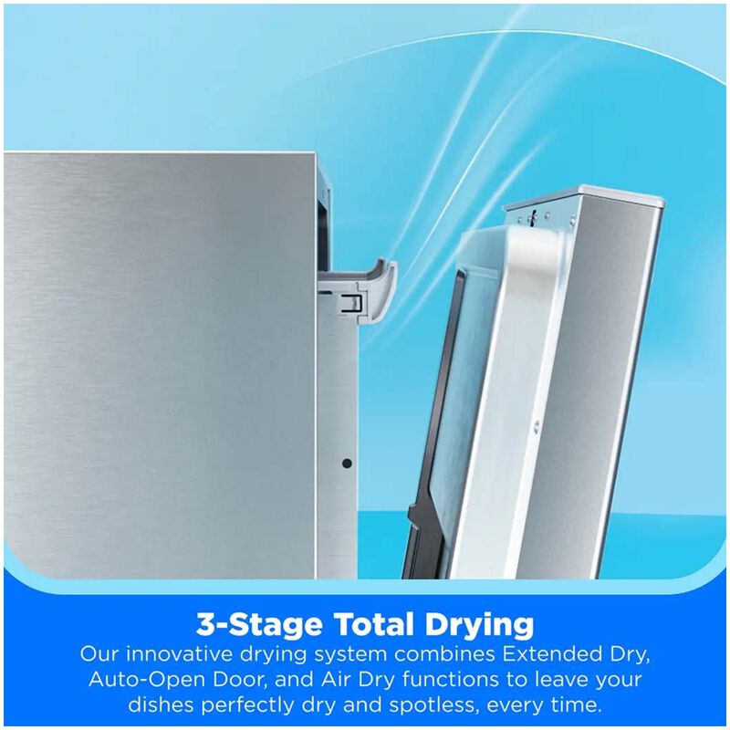 Midea 24 in. Top Control Smart Dishwasher with 47 dBA Sound Level, 3rd-Rack, 3-Stage Total Drying & Pocket Handle - Stainless Steel, , hires