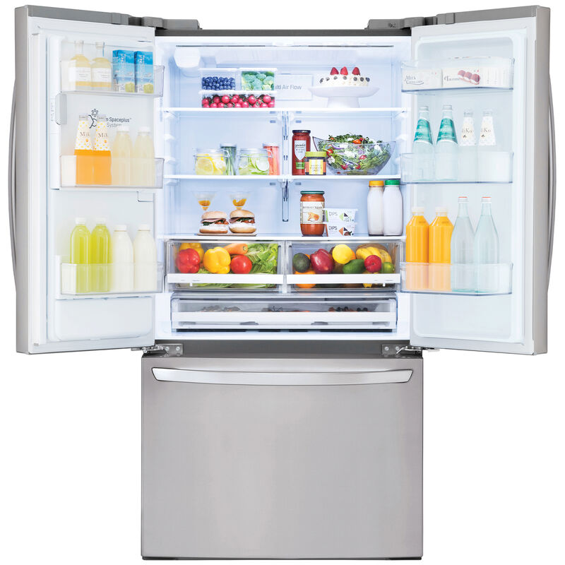 LG 36 in. 27.7 cu. ft. Smart French Door Refrigerator with External Ice & Water Dispenser - Printproof Stainless Steel, PrintProof Stainless Steel, hires