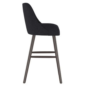 Skyline Furniture Modern Mid Century Bar Stool in Linen Fabric - Black, Black, hires