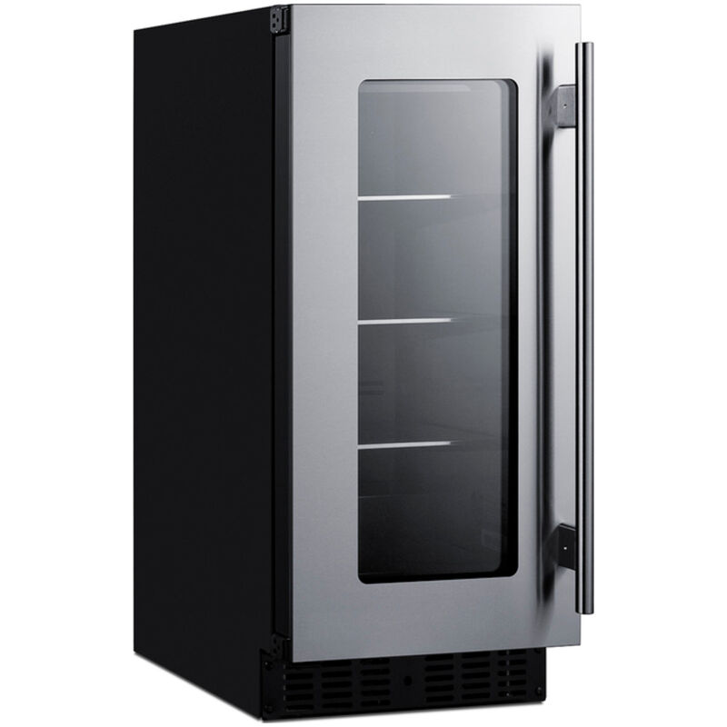 Summit 15 in. Built-In/Freestanding 1.8 cu. ft. Compact Left-Hinged Beverage Center with Adjustable Shelves & Digital Control - Stainless Steel, , hires
