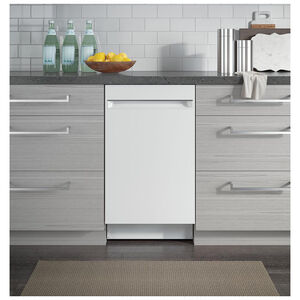 GE Profile 18 in. Built-In Dishwasher with Top Control, 47 dBA Sound Level, 8 Place Settings, 3 Wash Cycles & Sanitize Cycle - White, White, hires