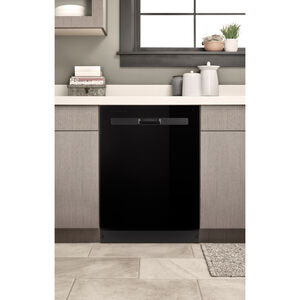 Whirlpool 24 in. Built-In Dishwasher with Top Control, 55 dBA Sound Level, 14 Place Settings, 4 Wash Cycles & Sanitize Cycle - Black, Black, hires