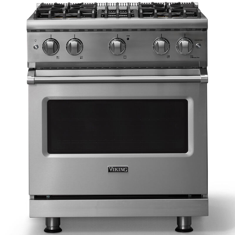 Viking 5 Series 30 in. 4.0 cu. ft. Standard Convection Gas Range with 4 Sealed Burners - Stainless Steel - Liquid Propane Gas, Polished Chrome Trim Option, , hires