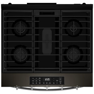 Whirlpool 30 in. 5.0 cu. ft. Smart Air-Fry Standard Convection Slide-In Gas Range with 5 Sealed Burners - Black Stainless, , hires