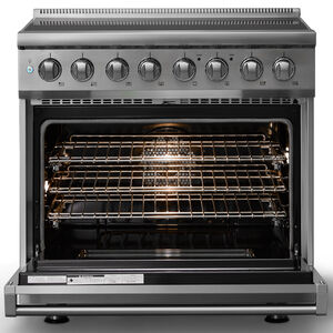 Viking 5 Series 36 in. 5.6 cu. ft. True European Convection Electric Range with 6 Induction Burners - Stainless Steel, , hires