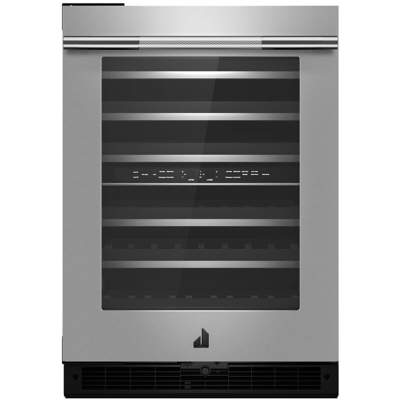 JennAir Rise 24 in. Undercounter Wine Cooler with Wood Racks, Dual Temperature Zones & 45 Bottle Capacity - Stainless Steel, , hires