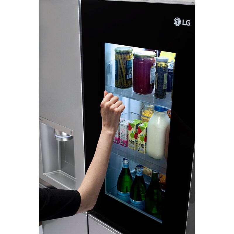 LG InstaView Series 36 in. 27.1 cu. ft. Smart Side-by-Side Refrigerator with External Ice & Water Dispenser - PrintProof Stainless Steel, PrintProof Stainless Steel, hires