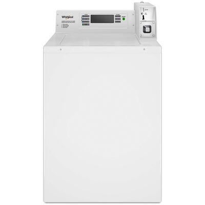 Whirlpool 27 in. 3.3 cu. ft. Smart Commercial Top Load Washer with Agitator, Factory-Installed Coin Drop & Coin Box - White | CAE2779JQ