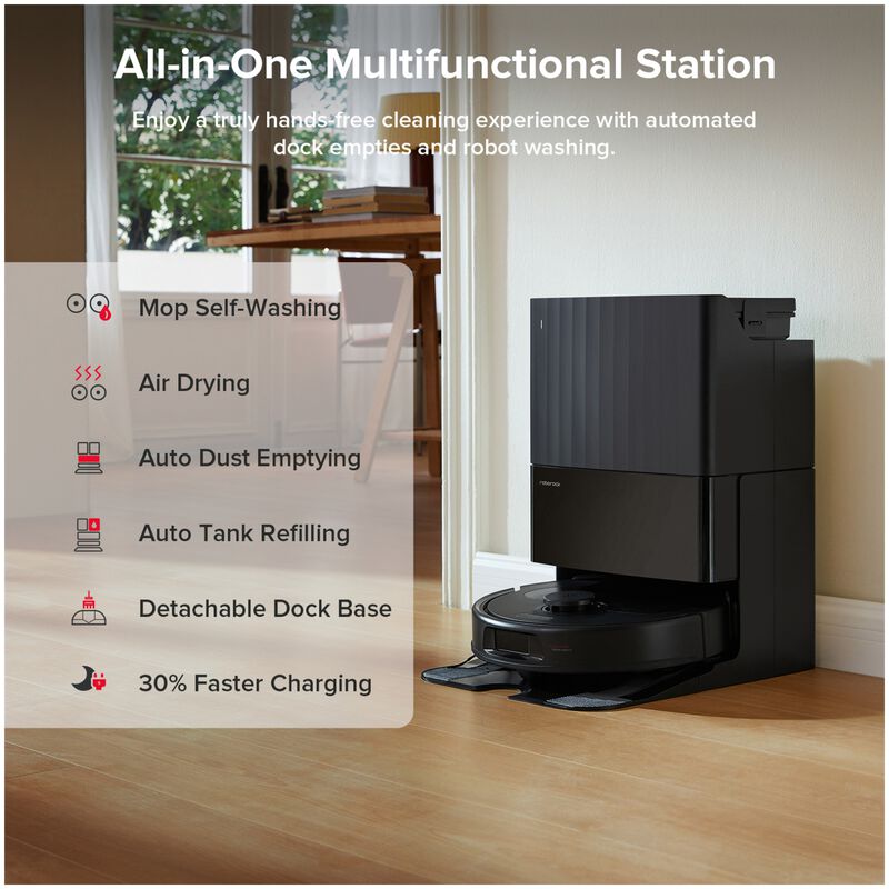 Roborock QR598 Wi-Fi Connected Auto-Empty Pet Robotic Vacuum/Mop Combo with Voice Control & Cleaning Station, , hires