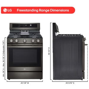 LG 30 in. 6.3 cu. ft. Smart Air-Fry True European Convection Gas Range with 5 Sealed Burners & Griddle - PrintProof Black Stainless Steel, , hires
