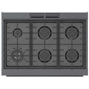 Bosch 800 Series 36 in. 3.7 cu. ft. Convection Oven Freestanding Dual Fuel Range with 6 Sealed Burners - Black with Stainless Steel, , hires