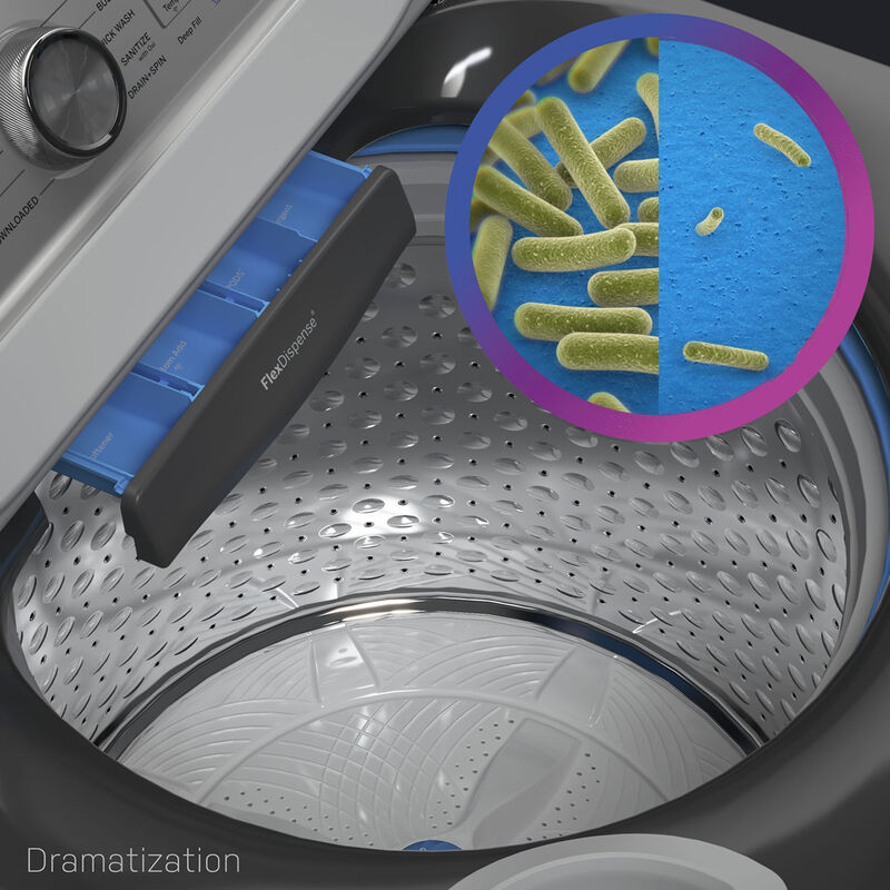 GE Profile 28 in. 5.4 cu. ft. Smart Top Load Washer with Smarter Wash Technology, FlexDispense & Sanitize with Oxi - Diamond Gray, Diamond Gray, hires