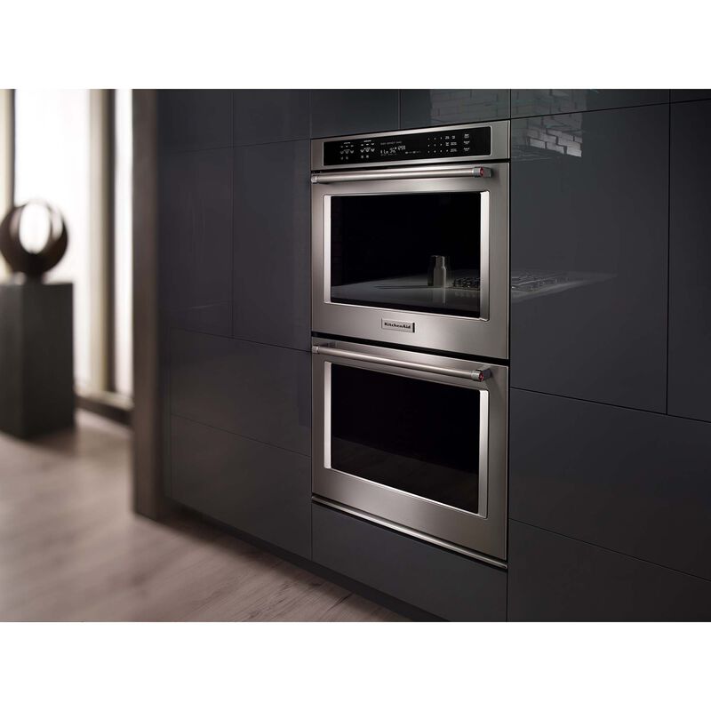 KitchenAid 30" 10.0 Cu. Ft. Electric Double Wall Oven with True European Convection & Self Clean - Stainless Steel, Stainless Steel, hires