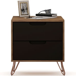 Manhattan Comfort Rockefeller Mid-Century Modern 2-Drawer Nightstand - Textured Gray, Gray, hires
