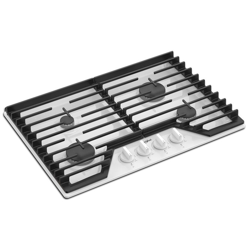 Whirlpool 30 in. 4-Burner Natural Gas Cooktop with EZ-2-Lift Hinged Cast-Iron Grates, Simmer & Power Burner - White, White, hires