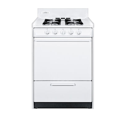 Summit 24 in. 2.9 cu. ft. Oven Freestanding Gas Range with 4 Open Burners - White | WNM610P
