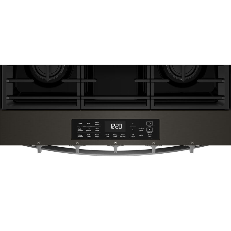 Whirlpool 30 in. 5.0 cu. ft. Smart Air-Fry Standard Convection Slide-In Gas Range with 5 Sealed Burners - Black Stainless, , hires