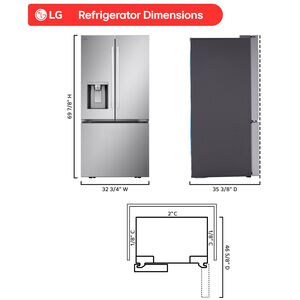 LG 33 in. 24.5 cu. ft. Smart French Door Refrigerator with Ice & Water Dispenser - PrintProof Stainless Steel, PrintProof Stainless Steel, hires