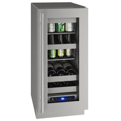 U-Line 5 Class Series 15 in. Built-In/Freestanding 2.9 cu. ft. Beverage Center with Removable Shelves & Digital Control - Stainless Steel | UHBV515SG01A