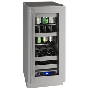 U-Line 5 Class Series 15 in. Built-In/Freestanding 2.9 cu. ft. Beverage Center with Removable Shelves & Digital Control - Stainless Steel, , hires