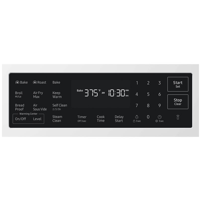 Samsung Bespoke 30 in. 6.3 cu. ft. Smart Air-Fry True European Convection Slide-In Range with Radiant Burners - White Glass, White Glass, hires