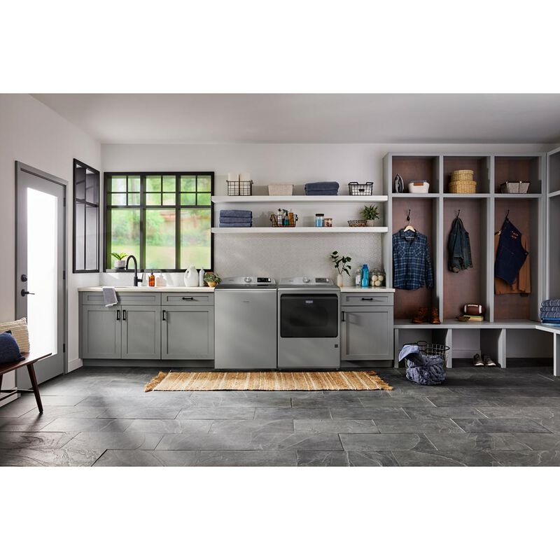 Maytag 27 in. 7.4 cu. ft. Smart Gas Dryer with Extra Power, Sensor Dry & Steam Cycle - Classic SIlver, Classic Silver, hires