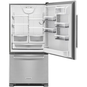 KitchenAid 33 in. 22 cu. ft. Bottom Freezer Refrigerator Right Hinged - Stainless Steel, , hires