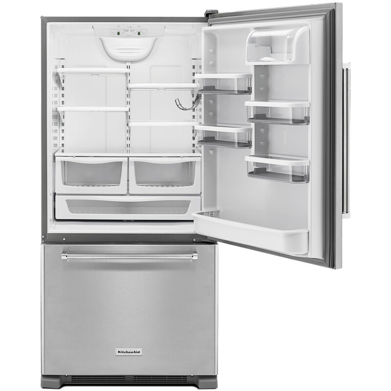 KitchenAid 33 in. 22 cu. ft. Bottom Freezer Refrigerator Right Hinged - Stainless Steel, , hires