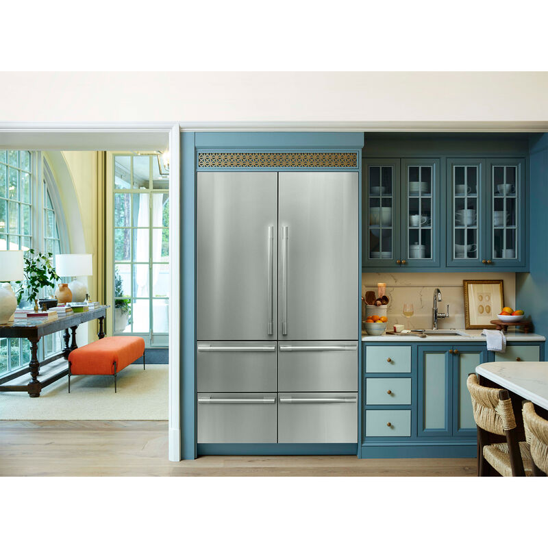 Signature Kitchen Suite 48 in. Built-In 26.0 cu. ft. Smart Counter Depth 6-Door French Door Refrigerator with Internal Water Dispenser - Custom Panel Ready, , hires