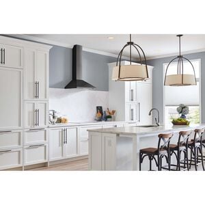 Broan Elite EW48 Series 36 in. Convertible Chimney Style Range Hood with 460 CFM, 3 Fan Speeds & 1 LED Light - Black Stainless, , hires