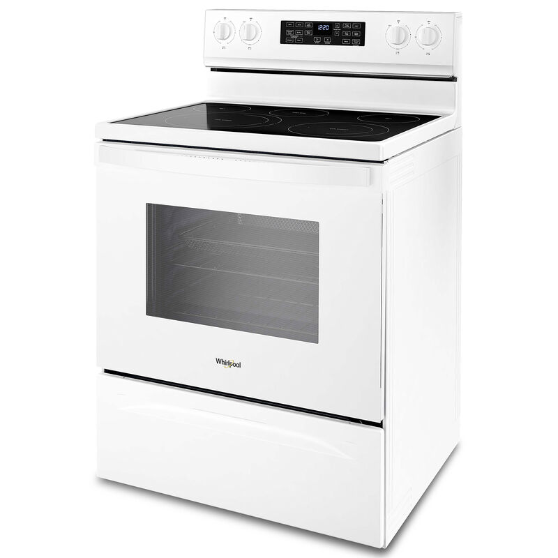 Whirlpool 30 in. 5.3 cu. ft. Air Fry Convection Oven Freestanding Electric Range with 5 Smoothtop Burners - White, , hires